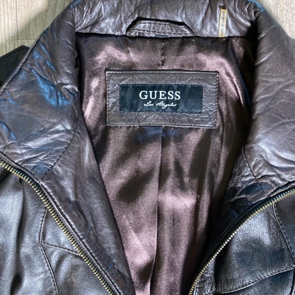 Guess Brown Leather Jacket - Picture 3 of 5